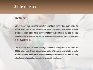 A Young Girl Getting Her Teeth Checked By A Dentist PowerPoint Template