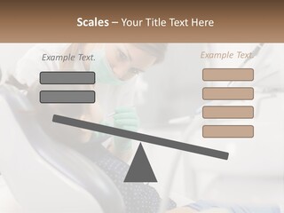 A Young Girl Getting Her Teeth Checked By A Dentist PowerPoint Template