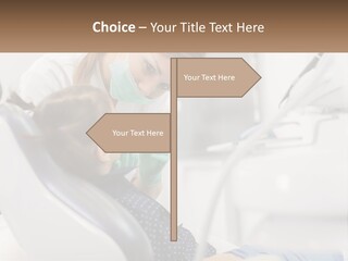 A Young Girl Getting Her Teeth Checked By A Dentist PowerPoint Template