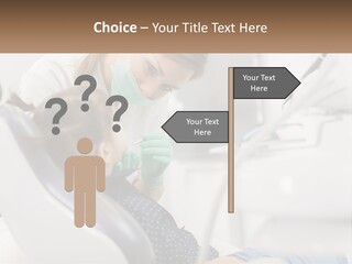 A Young Girl Getting Her Teeth Checked By A Dentist PowerPoint Template