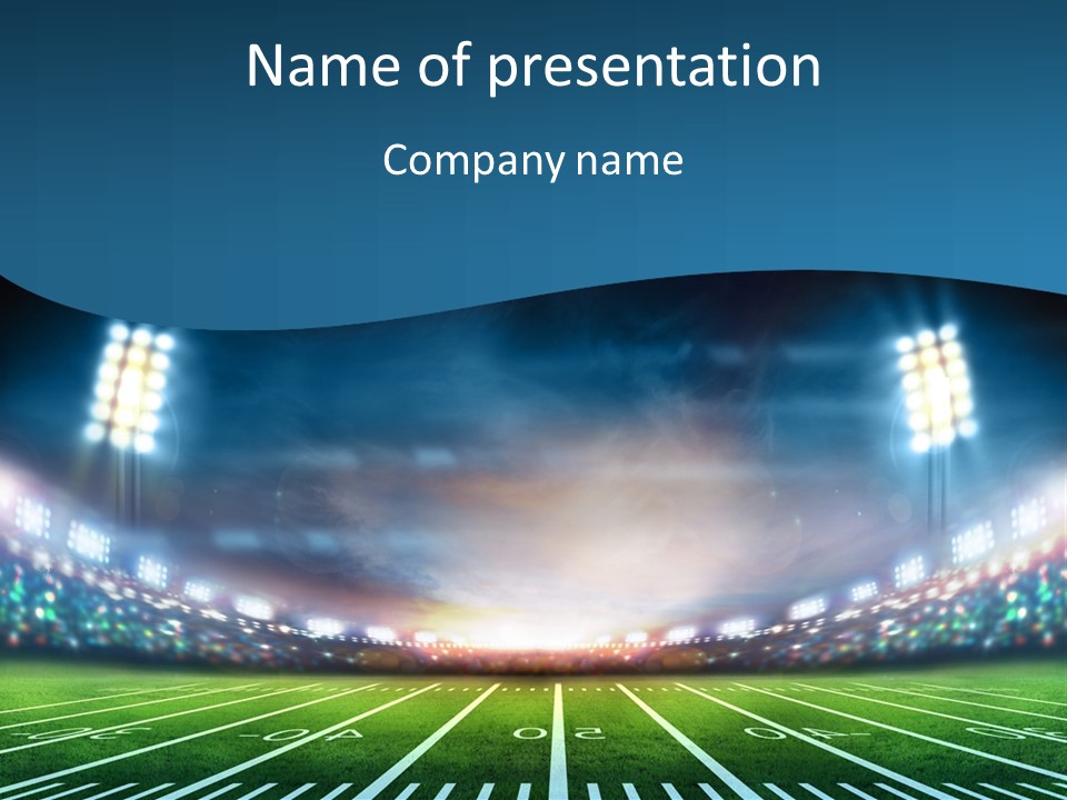 A Football Field With A Stadium In The Background PowerPoint Template