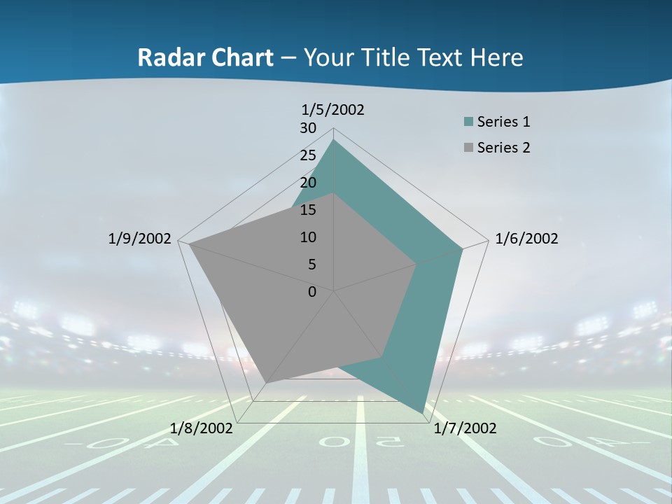 A Football Field With A Stadium In The Background PowerPoint Template
