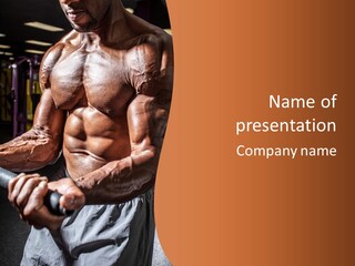 A Bodybuilding Man Holding A Barbell Powerpoint Template PowerPoint Template