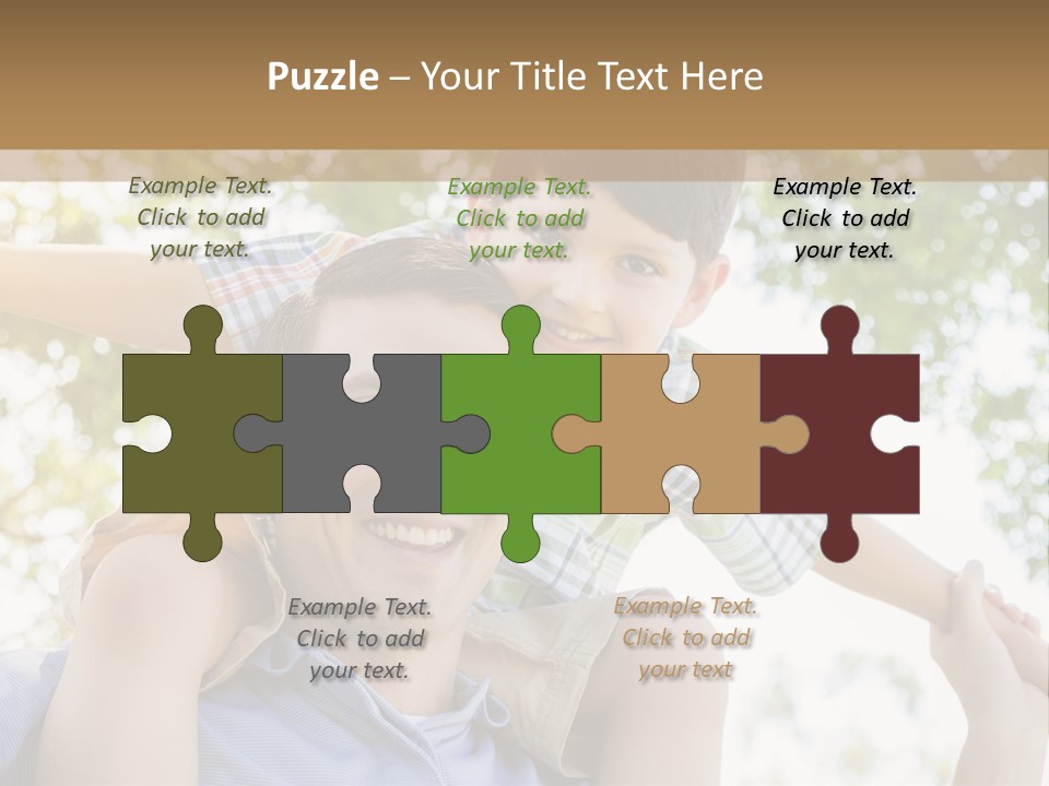 A Man Holding A Young Boy On His Shoulders PowerPoint Template
