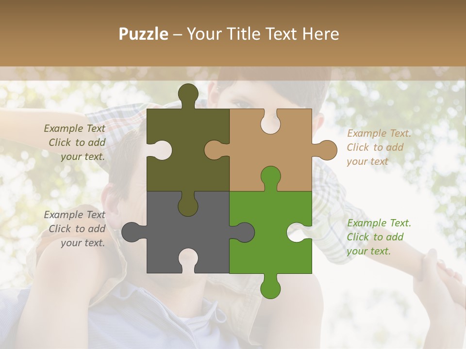 A Man Holding A Young Boy On His Shoulders PowerPoint Template