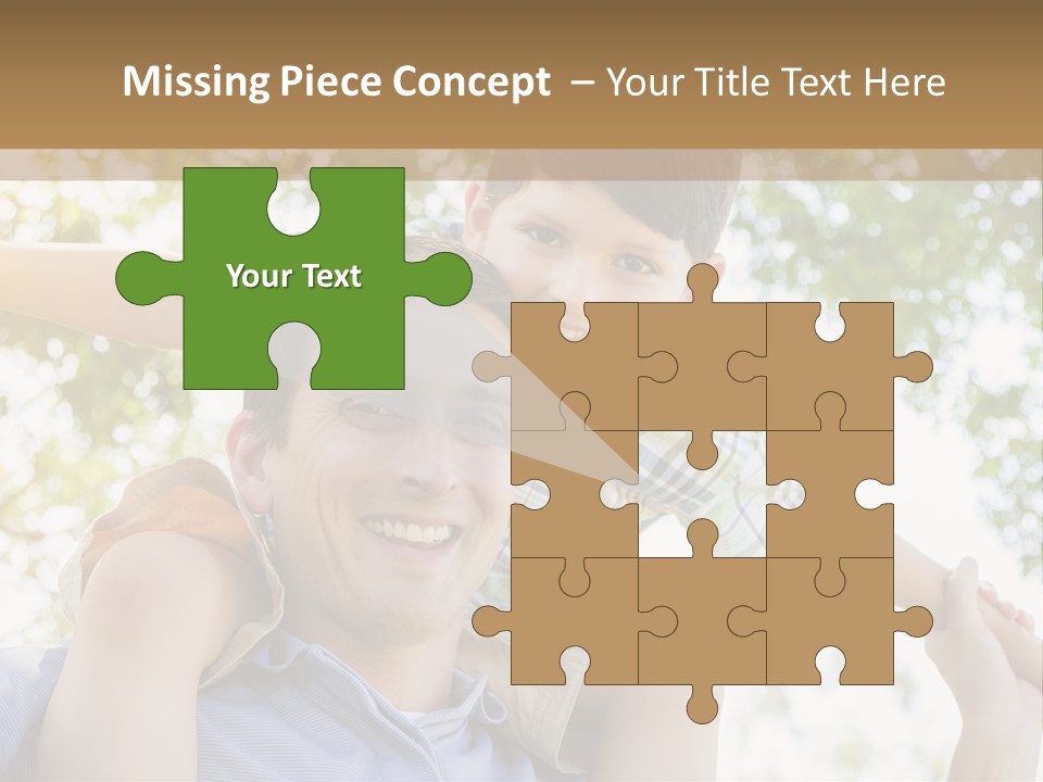 A Man Holding A Young Boy On His Shoulders PowerPoint Template