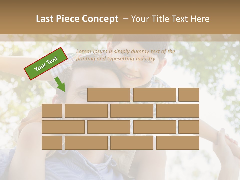 A Man Holding A Young Boy On His Shoulders PowerPoint Template