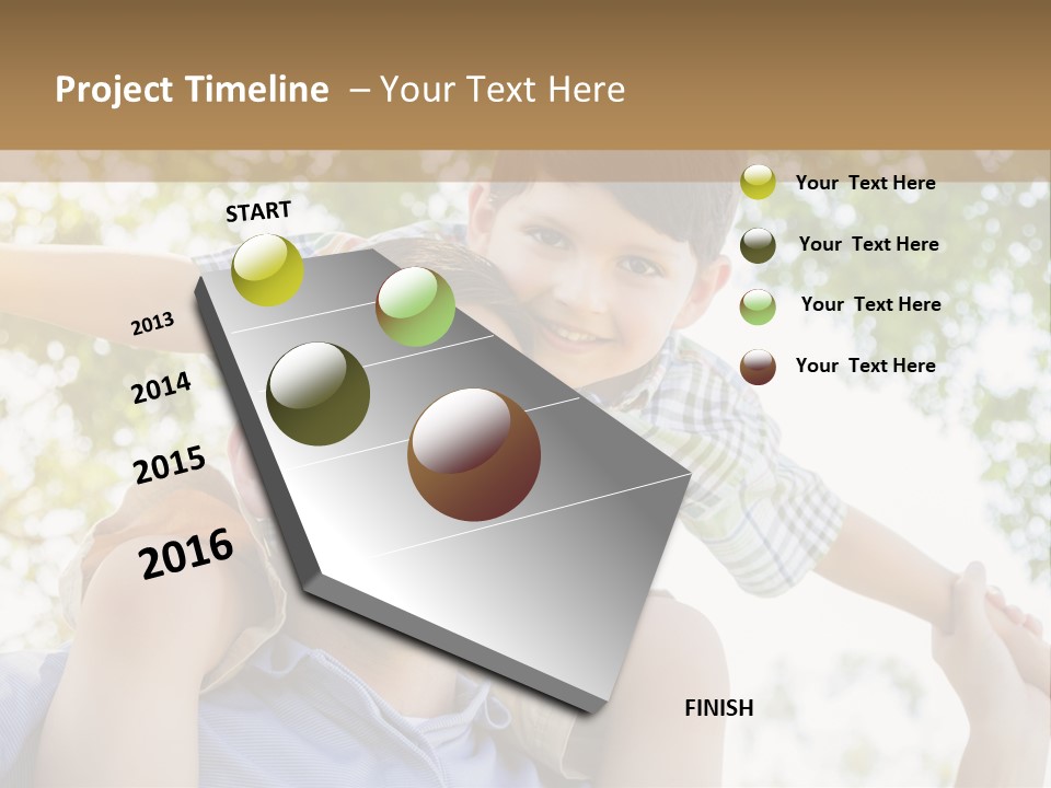 A Man Holding A Young Boy On His Shoulders PowerPoint Template