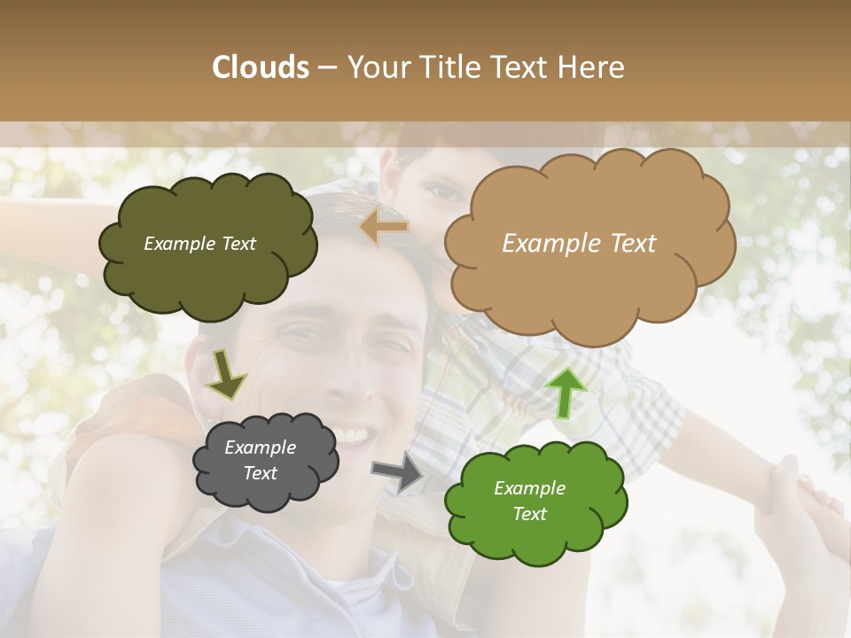 A Man Holding A Young Boy On His Shoulders PowerPoint Template