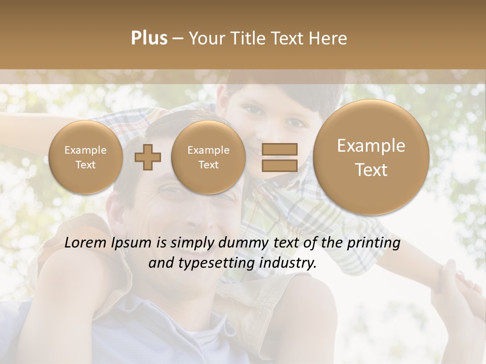 A Man Holding A Young Boy On His Shoulders PowerPoint Template