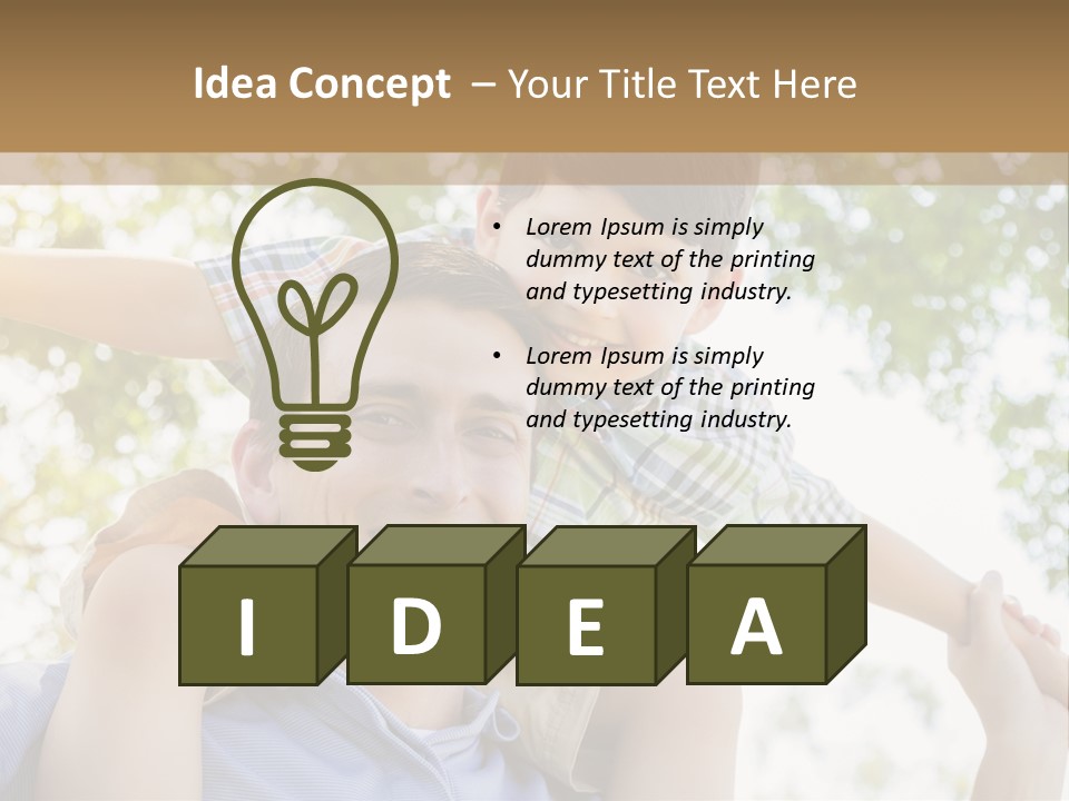 A Man Holding A Young Boy On His Shoulders PowerPoint Template