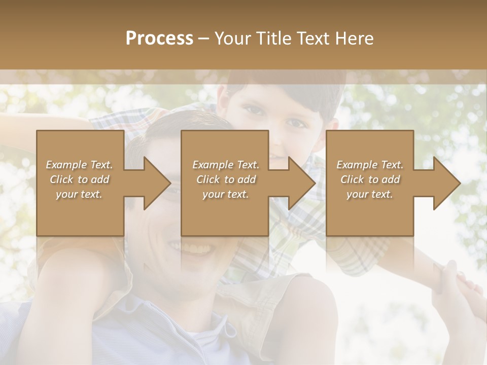 A Man Holding A Young Boy On His Shoulders PowerPoint Template