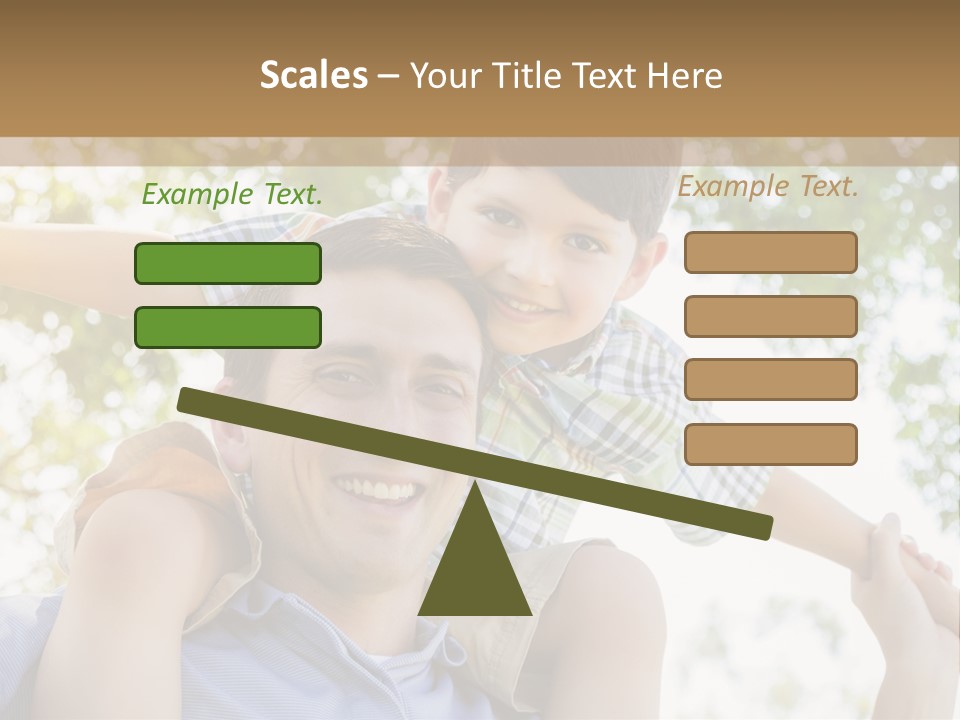 A Man Holding A Young Boy On His Shoulders PowerPoint Template