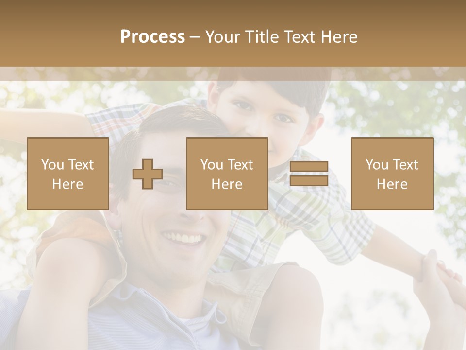 A Man Holding A Young Boy On His Shoulders PowerPoint Template