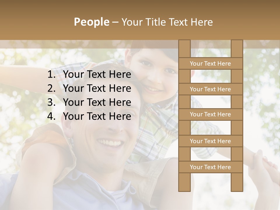 A Man Holding A Young Boy On His Shoulders PowerPoint Template