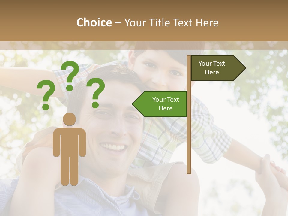 A Man Holding A Young Boy On His Shoulders PowerPoint Template