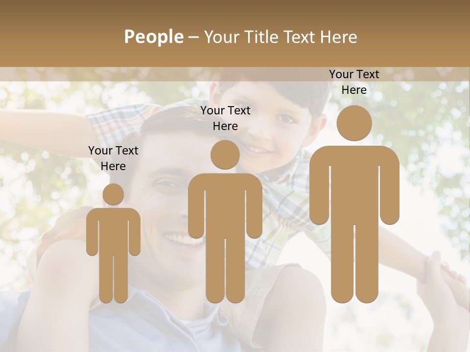 A Man Holding A Young Boy On His Shoulders PowerPoint Template