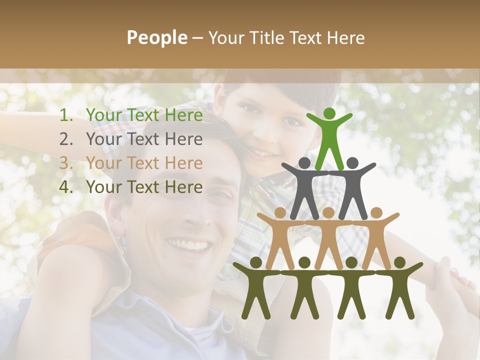 A Man Holding A Young Boy On His Shoulders PowerPoint Template
