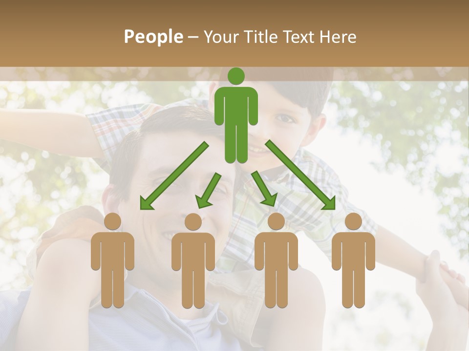 A Man Holding A Young Boy On His Shoulders PowerPoint Template