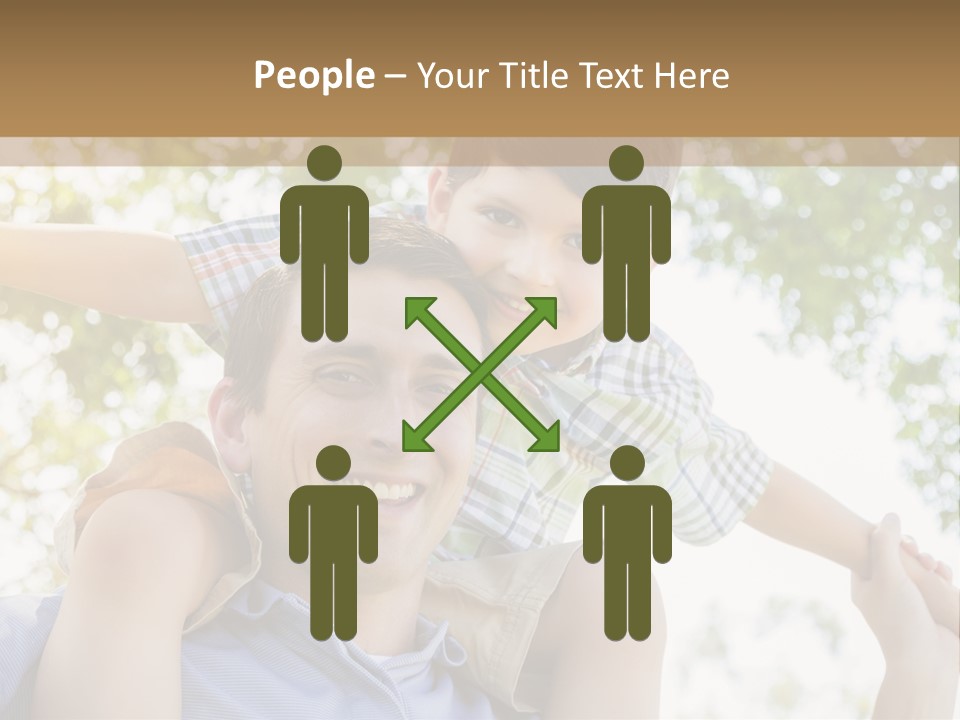 A Man Holding A Young Boy On His Shoulders PowerPoint Template