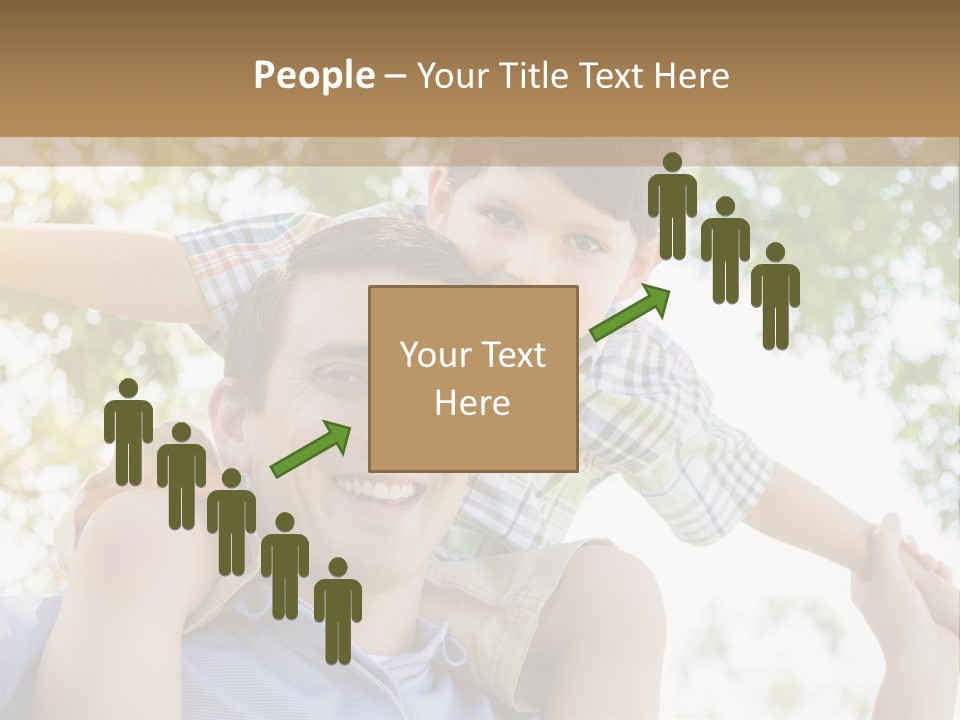 A Man Holding A Young Boy On His Shoulders PowerPoint Template
