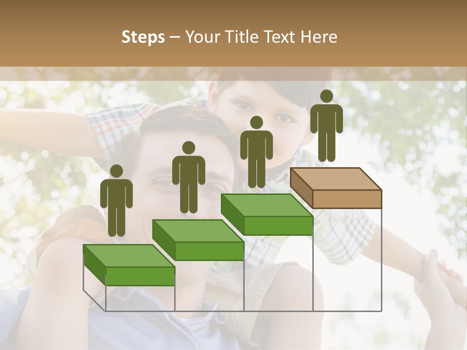 A Man Holding A Young Boy On His Shoulders PowerPoint Template