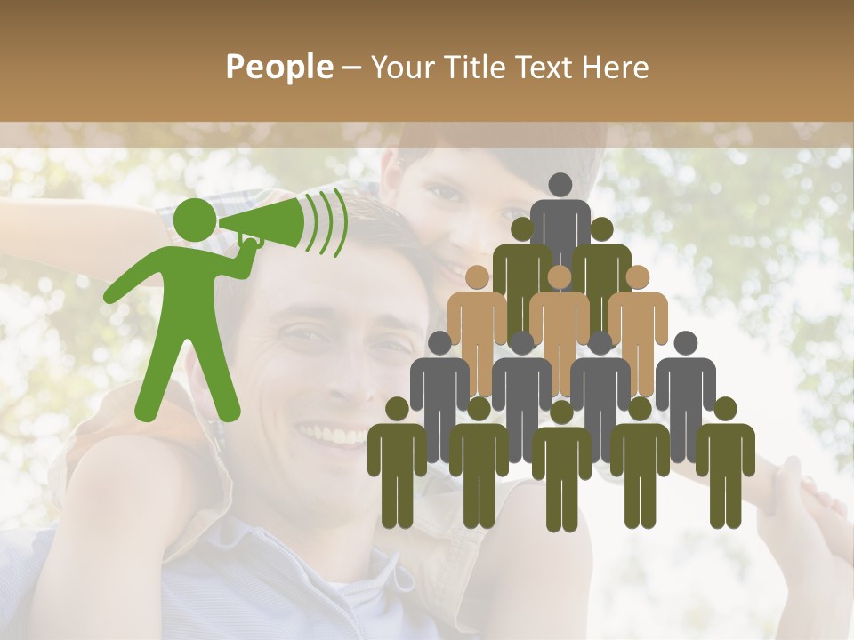 A Man Holding A Young Boy On His Shoulders PowerPoint Template