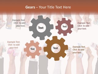 A Group Of People Holding Money In Their Hands PowerPoint Template