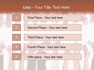 A Group Of People Holding Money In Their Hands PowerPoint Template