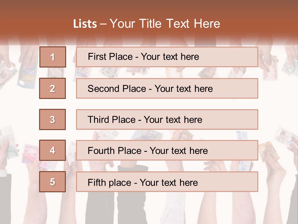 A Group Of People Holding Money In Their Hands PowerPoint Template