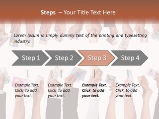 A Group Of People Holding Money In Their Hands PowerPoint Template