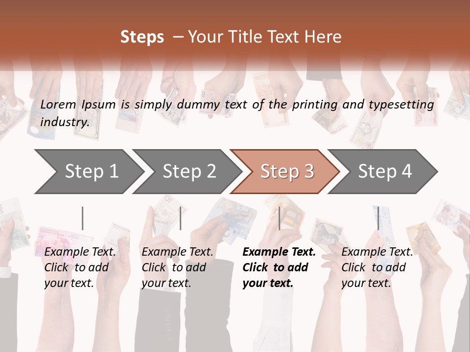 A Group Of People Holding Money In Their Hands PowerPoint Template