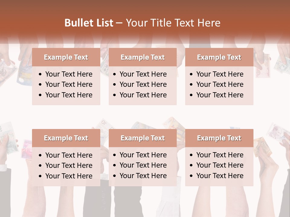 A Group Of People Holding Money In Their Hands PowerPoint Template