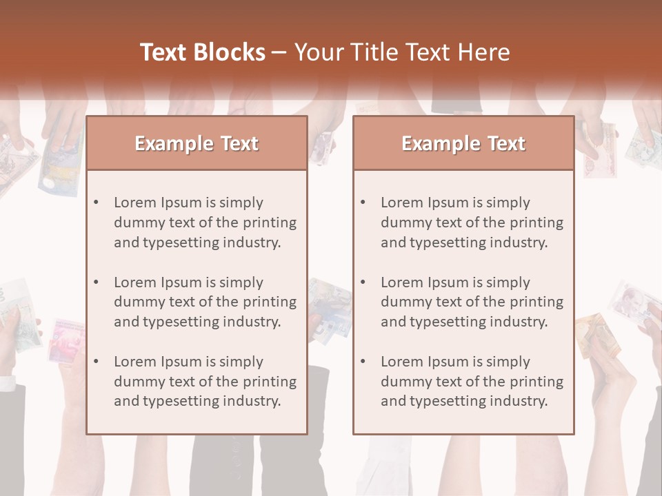 A Group Of People Holding Money In Their Hands PowerPoint Template