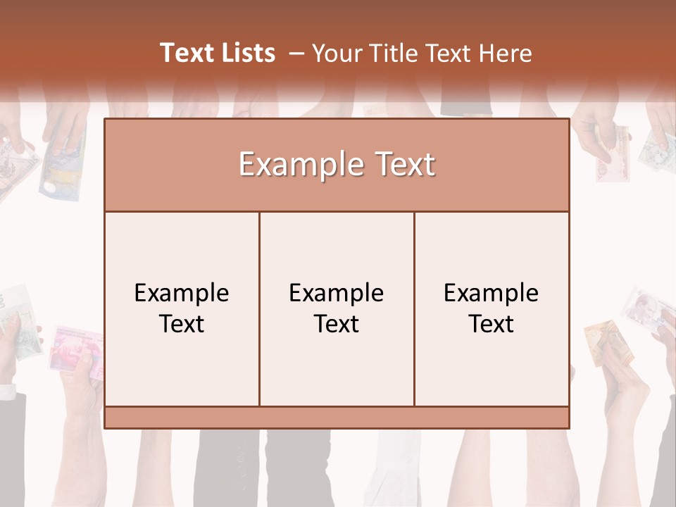 A Group Of People Holding Money In Their Hands PowerPoint Template