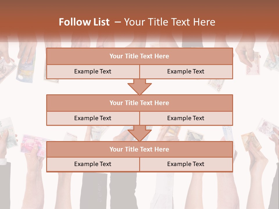 A Group Of People Holding Money In Their Hands PowerPoint Template