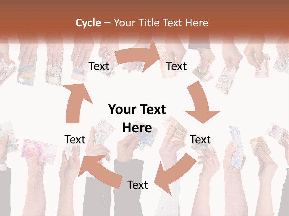 A Group Of People Holding Money In Their Hands PowerPoint Template