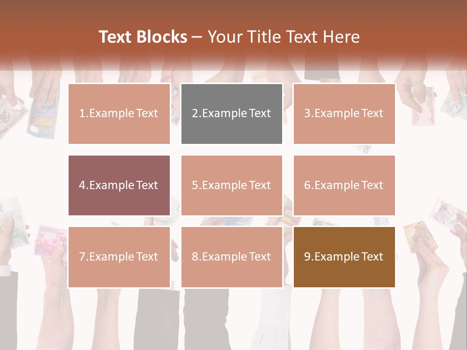 A Group Of People Holding Money In Their Hands PowerPoint Template