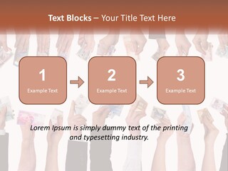 A Group Of People Holding Money In Their Hands PowerPoint Template