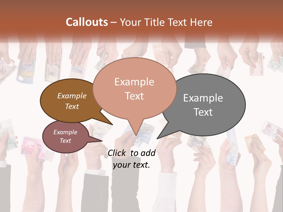A Group Of People Holding Money In Their Hands PowerPoint Template
