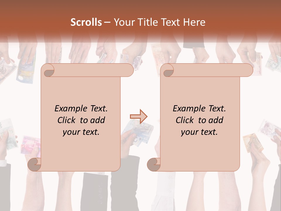 A Group Of People Holding Money In Their Hands PowerPoint Template