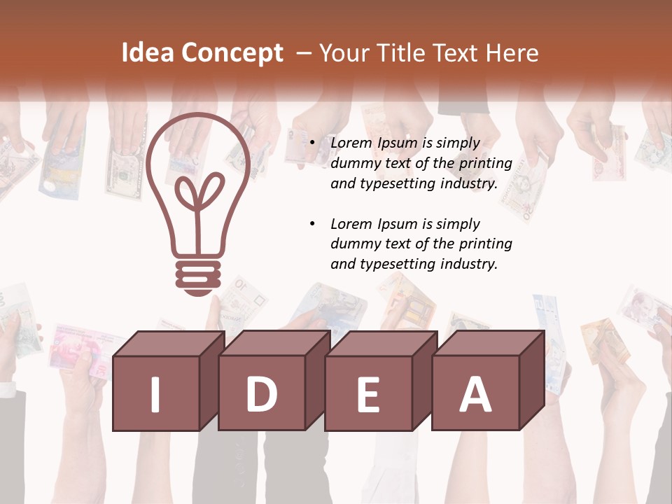 A Group Of People Holding Money In Their Hands PowerPoint Template