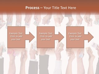 A Group Of People Holding Money In Their Hands PowerPoint Template