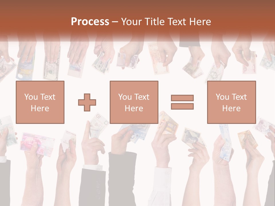 A Group Of People Holding Money In Their Hands PowerPoint Template