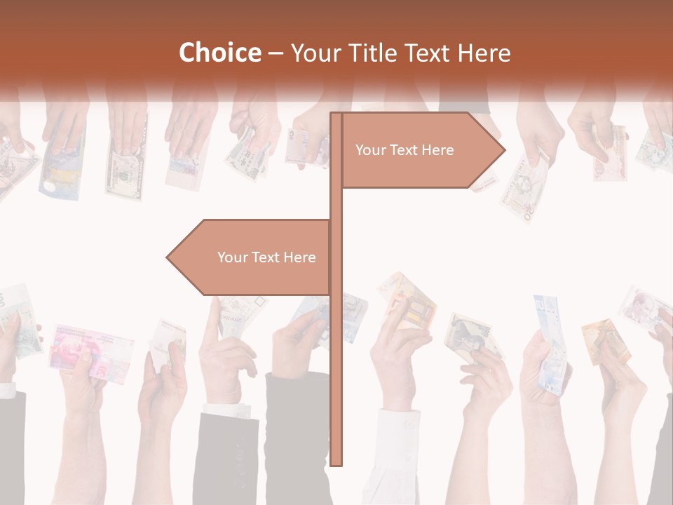 A Group Of People Holding Money In Their Hands PowerPoint Template