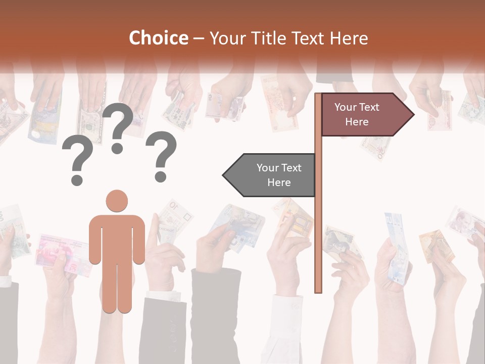 A Group Of People Holding Money In Their Hands PowerPoint Template