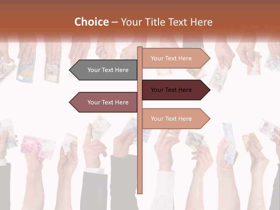 A Group Of People Holding Money In Their Hands PowerPoint Template