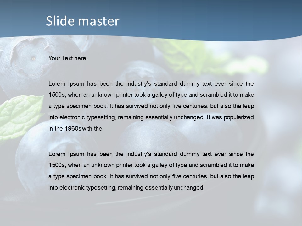 A Bowl Of Blueberries Powerpoint Template PowerPoint Template