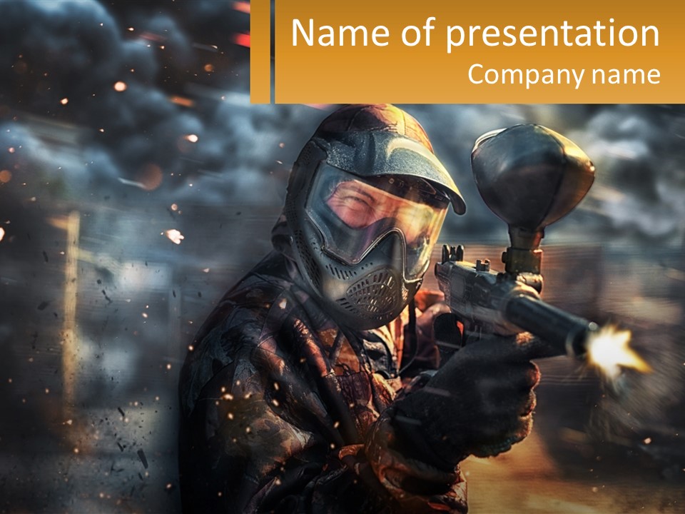 A Man In A Gas Mask Holding A Gun PowerPoint Template