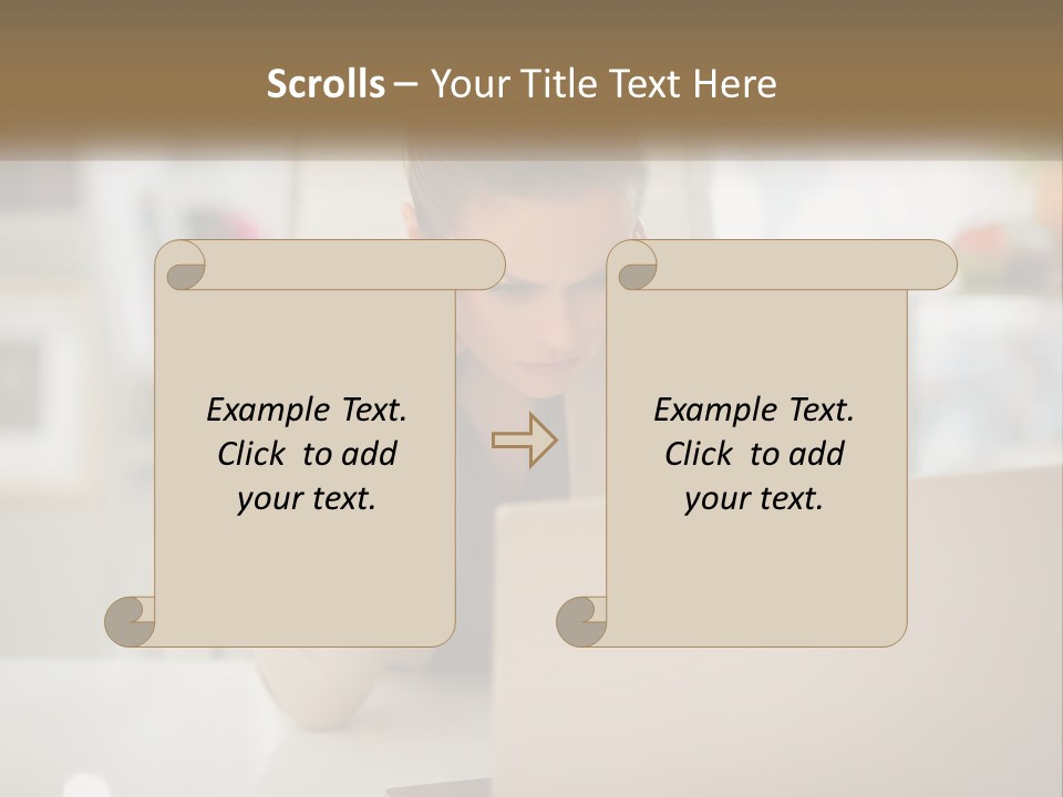 A Woman Sitting In Front Of A Laptop Computer PowerPoint Template